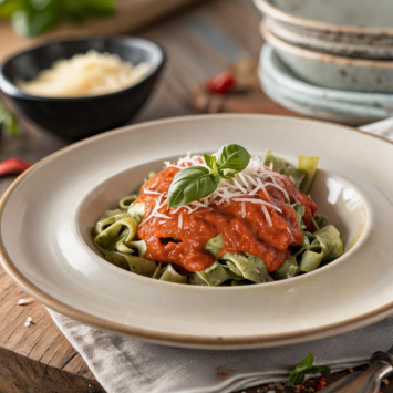 Fettuccine Pesto Köz Biber Soslu